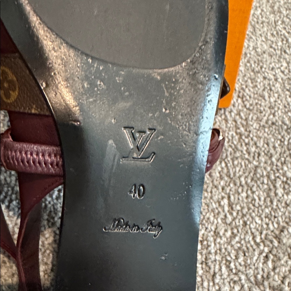 Louis Vuitton Dark Red Chain Slingback Flats - Picture 7 of 10